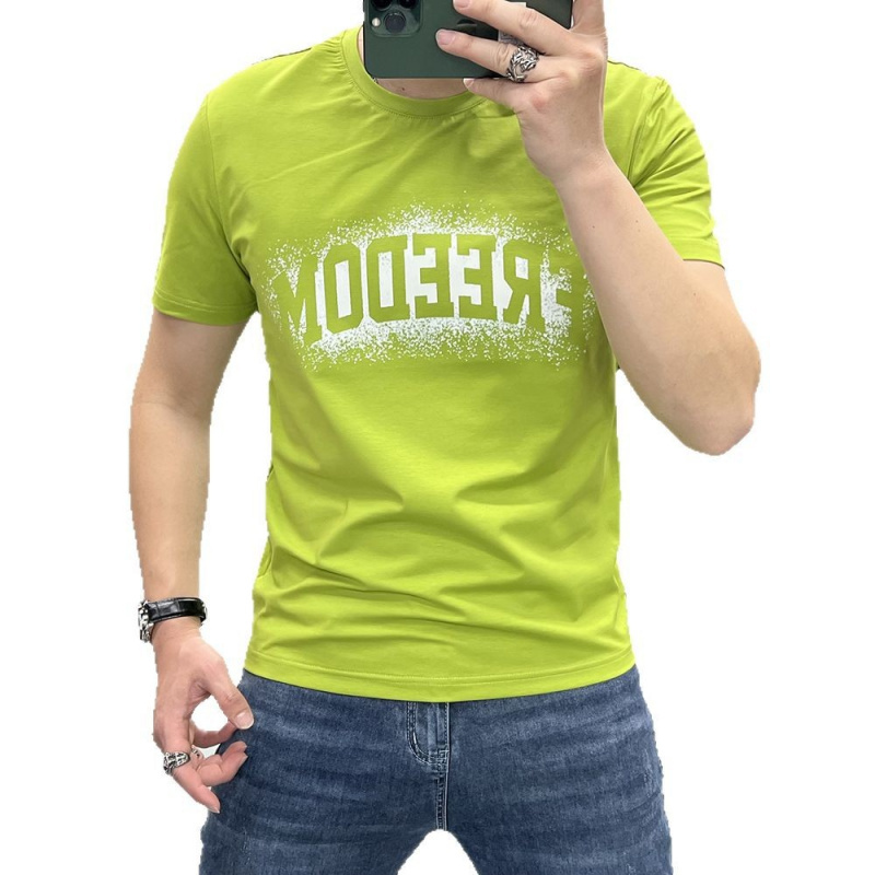 丝光棉字母印花短袖T恤男女款夏季新款圆领半袖打底衫休闲上衣服
