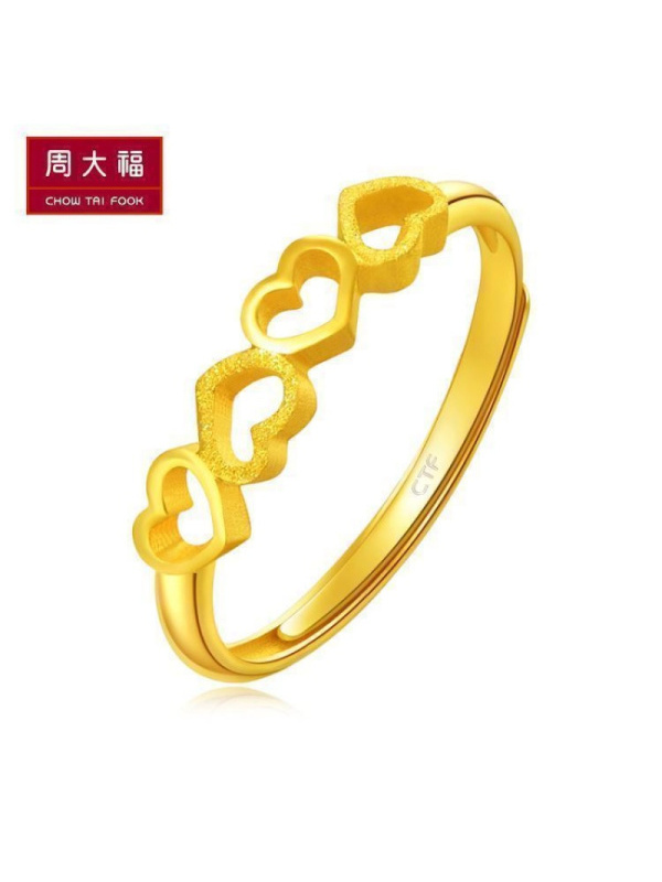 周大福珠宝首饰愿得伊人心足金黄金戒指计价（工费58元）F191697