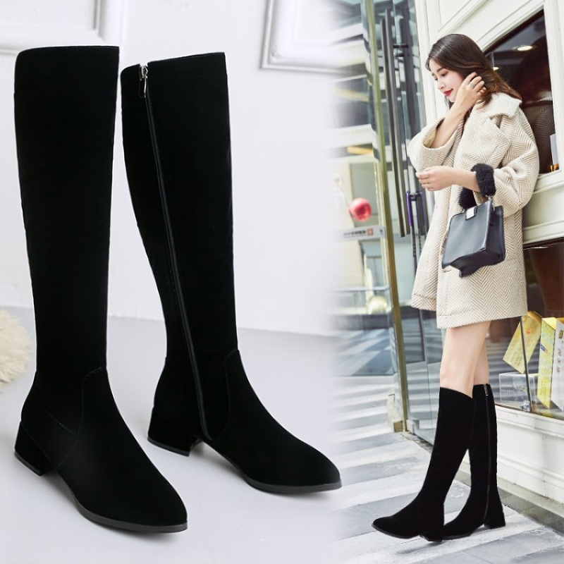 格瑞迪欧 网红瘦瘦靴2018秋冬季新款不过膝盖加绒长筒靴子女鞋中长款
