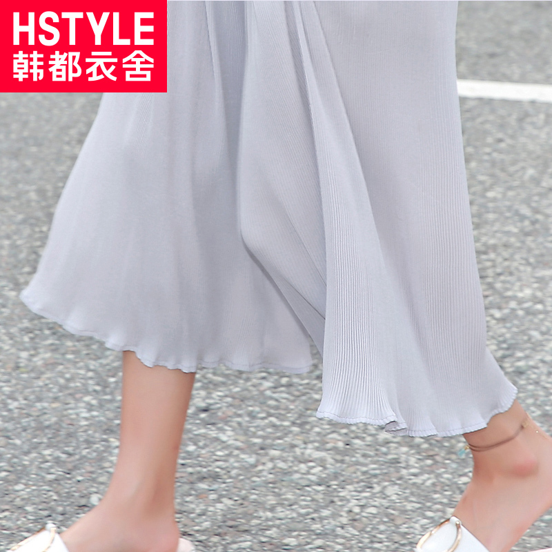 韩都衣舍2018夏装新款女装韩版纯色宽松九分裤休闲裤JM6800蒖