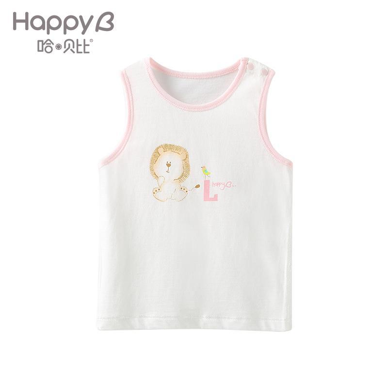 哈贝比（happyB） 婴儿背心 宝宝背心 夏季女宝宝纯棉圆领肩开背心