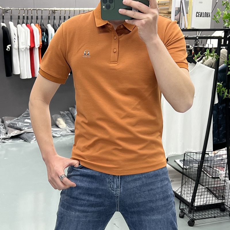 翻领短袖polo衫男刺绣潮牌夏季T恤韩版修身潮流新款休闲体恤上衣