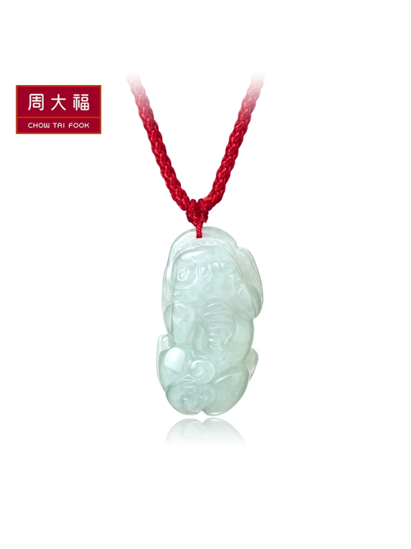 周大福（CHOW TAI FOOK)貔貅和田玉翡翠玉坠K 62239