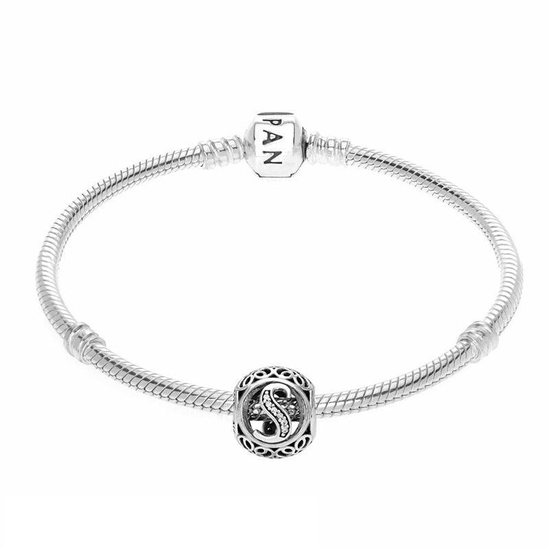 PANDORA潘多拉 复古字母S 925银串饰 791863CZ