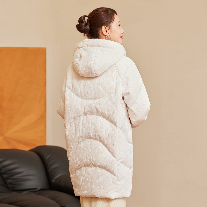 波司登新款新中式羽绒服立领中长款提花面料手工盘扣优雅古典气质