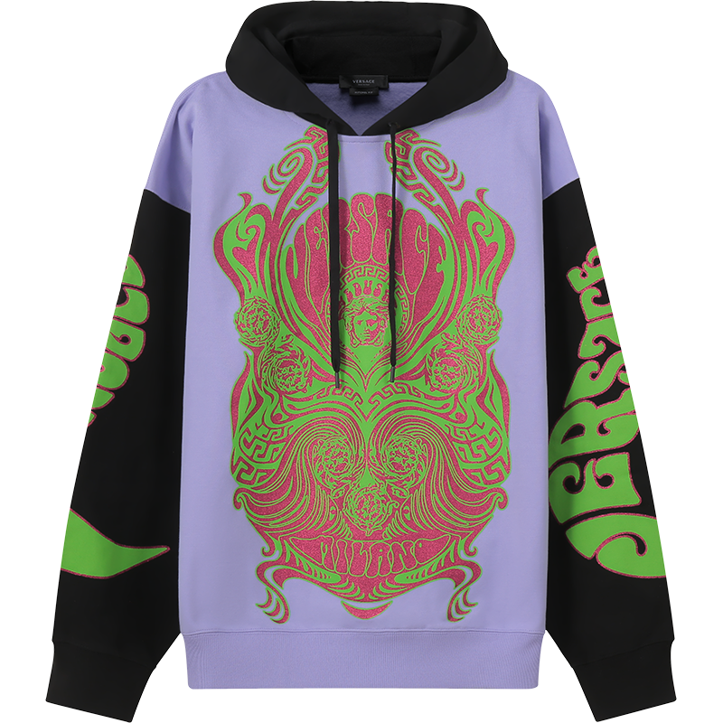 范思哲 VERSACE 男士棉质宽松版薄绒款连帽长袖卫衣运动衫1003985 1A02859