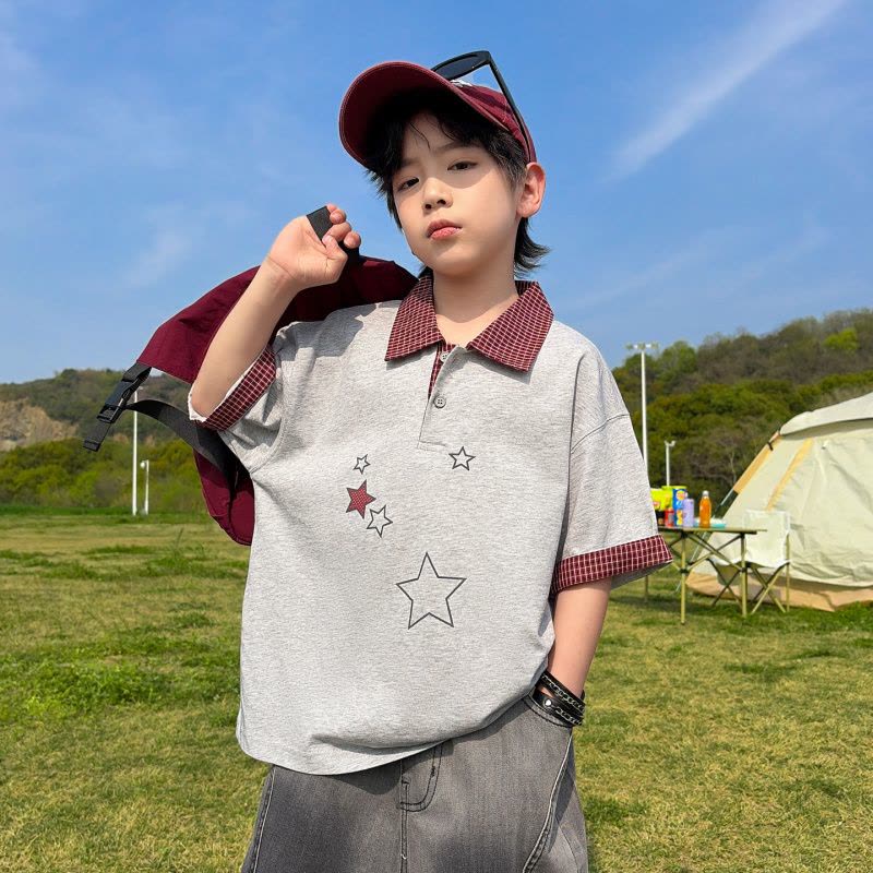 男童夏装短袖polo衫T恤2026新款中大儿童夏季薄款休闲上衣潮T图片