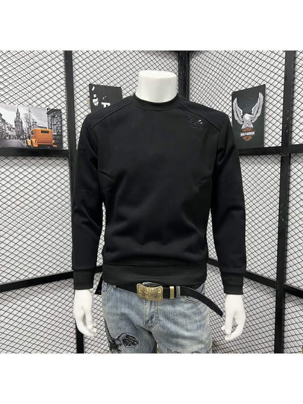 蛇年本命年刺绣卫衣男装长袖体恤圆领上衣潮流保暖加绒春秋冬