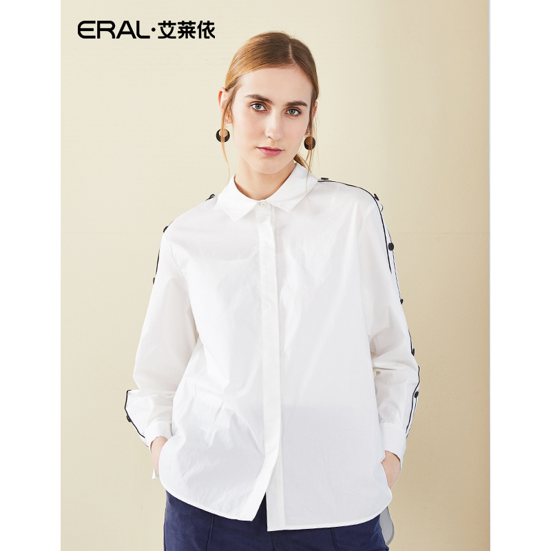 ERAL/艾莱依2019修身休闲衬衣时尚简约气质长袖衬衫女601824058