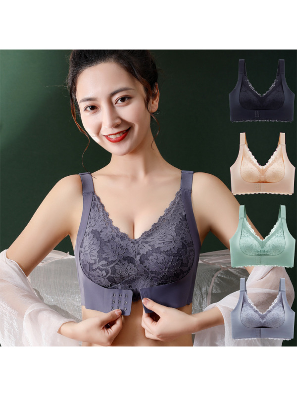 乳胶运动内衣女小胸聚拢前扣无钢圈文胸背心式美背无痕调整型胸罩