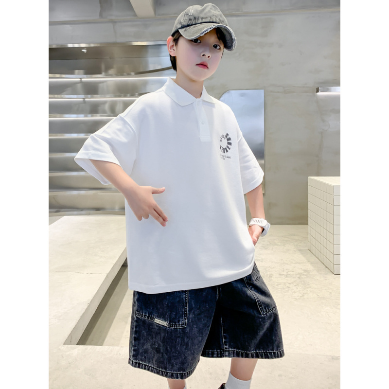 男童夏装短袖T恤polo衫2025新款中大童儿童夏季宽松衣服男孩