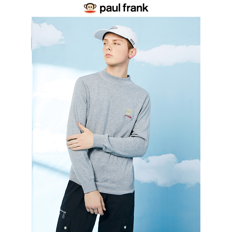 Paul Frank/大嘴猴冬季新款针织衫韩版潮流修身高领男士毛衣