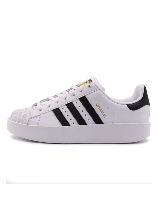 Adidas/阿迪达斯SUPERSTAR BOLD女性经典款金标贝壳头舒适耐磨底系带女子休闲板鞋BA7666