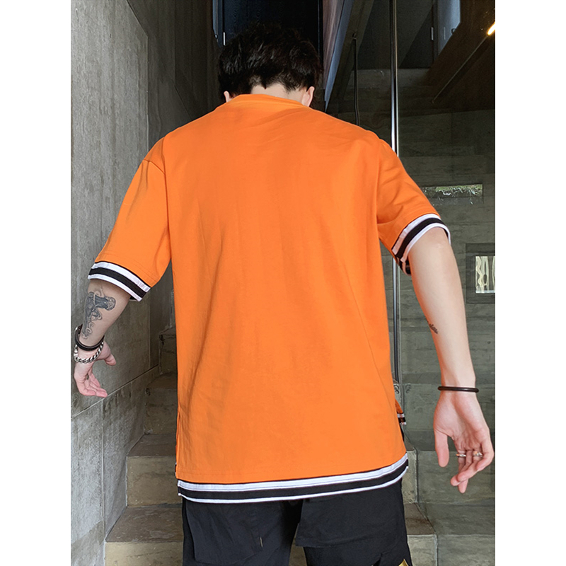 三弦(LA CORDE)短袖男t恤潮牌上衣服装半袖夏季潮流宽松港风打底衫LA-MD-9154
