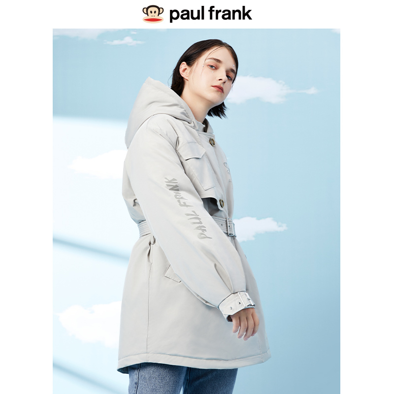 Paul Frank/大嘴猴冬季新款羽绒服女潮流连帽宽松简约外套