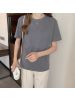 6535棉 韩版纯色复古短袖T恤女新款百搭宽松学生显瘦休闲上衣