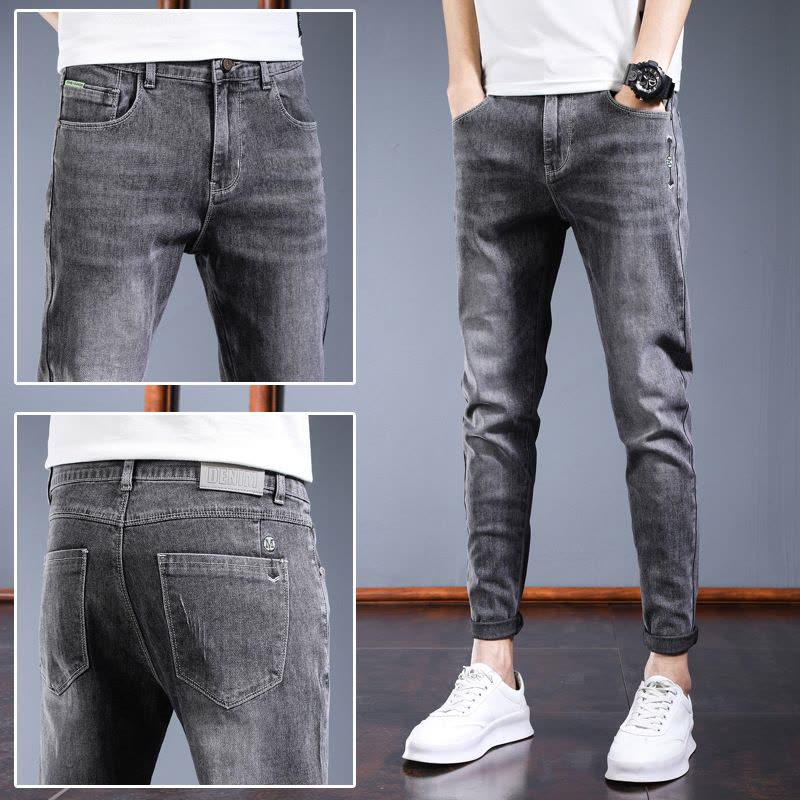Ceba2022年新款 九分裤牛仔裤男 休闲帅先生男装9分弹力修身牛仔裤 潮图片