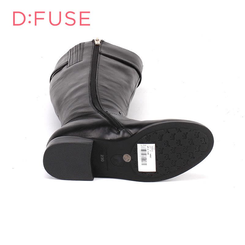 D：Fuse/迪芙斯冬季新款牛皮流苏金属低跟长靴女鞋DF54116036_vYq07图片