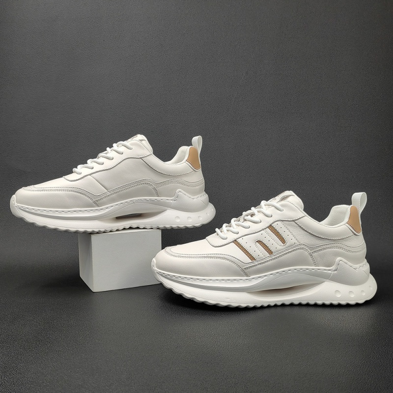 男生增高鞋头层牛皮白色板鞋男款潮鞋欧洲站男鞋小白鞋男士休闲鞋