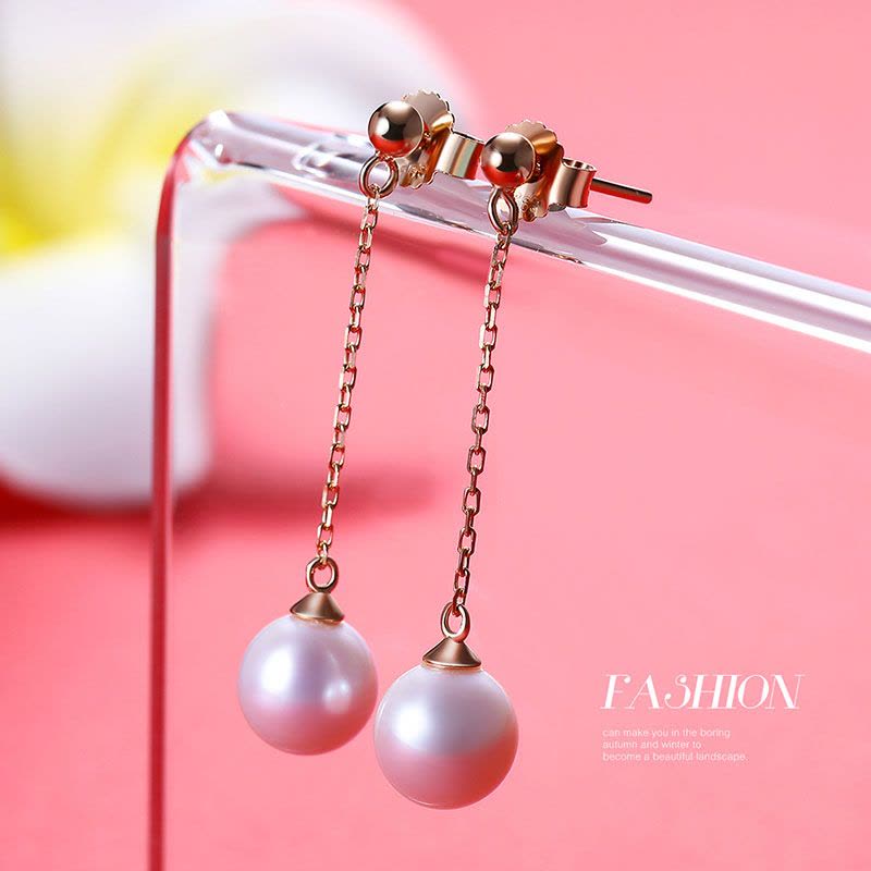 佰色传情淡水珍珠耳环女2019新潮925纯银耳钉韩国简约气质图片