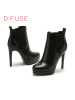 D：Fuse/迪芙斯短靴冬新款牛皮圆头超高细跟女鞋DF54115027