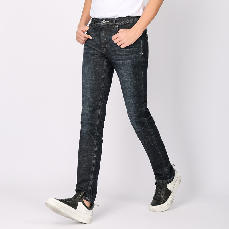 皮尔卡丹（pierre cardin）牛仔裤男 2018秋冬新品 时尚磨白弹力修身直筒百搭商务休闲舒适柔软牛仔长裤
