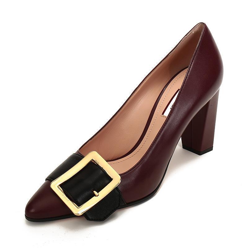 BALLY 巴利 女士 皮质尖头粗跟高跟鞋 JACQUELINE 85