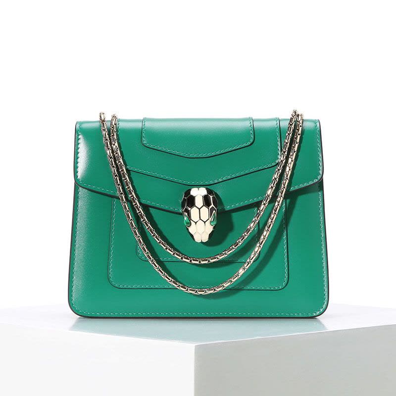 BVLGARI/宝格丽 女款单肩斜挎蛇头包 迷你 绿色图片