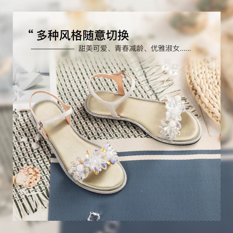 星期六(ST&SAT)凉鞋夏季新款露趾一字带甜美女鞋子SS02115250图片