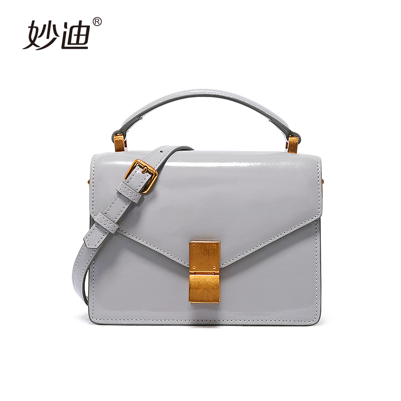 妙迪包包女2019时尚潮款豆腐包box漆皮小方包百搭迷你手提斜挎包