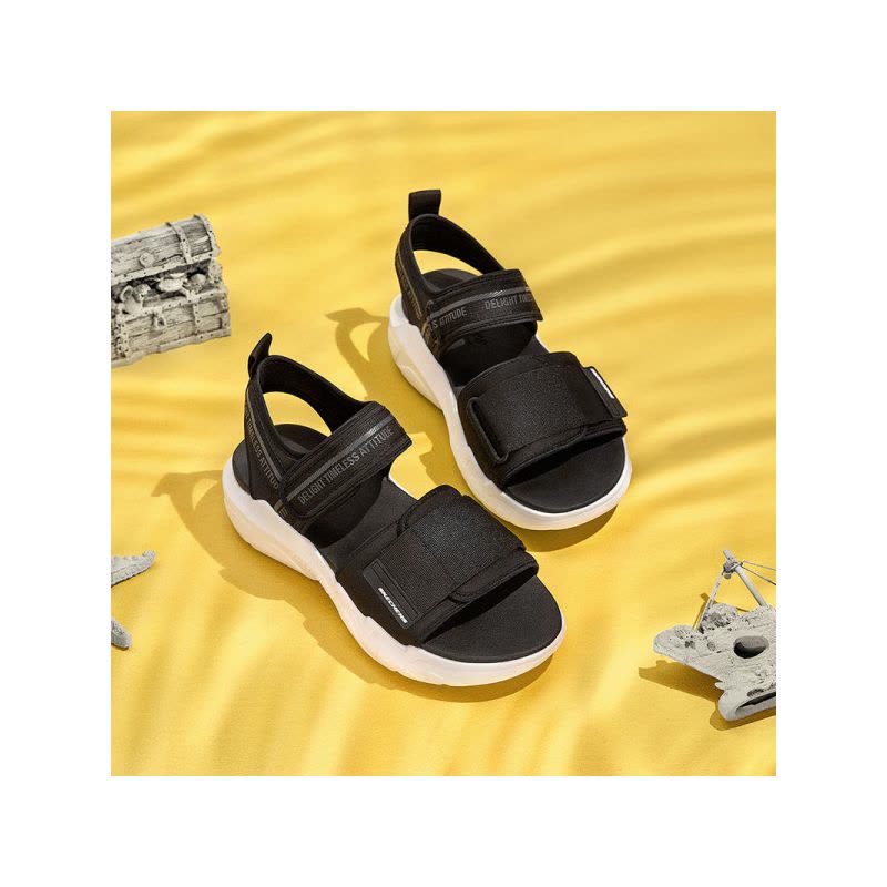 Skechers斯凯奇男鞋夏季魔术贴沙滩鞋厚底增高熊猫凉鞋999130图片