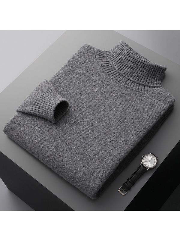 男士羊毛衫高领加厚毛衣内搭保暖长袖针织套头毛衫秋冬打底