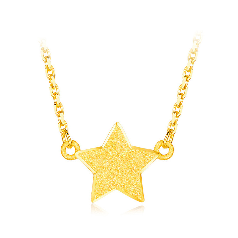 zhaoliang兆亮珠宝星星黄金项链女款足金999项链套链精选黄金首饰套装
