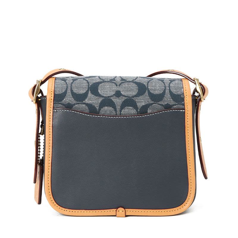 COACH\蔻驰 CHAMBRAY 口盖包单肩斜挎包 椭圆扣老花 织物\牛皮革图片