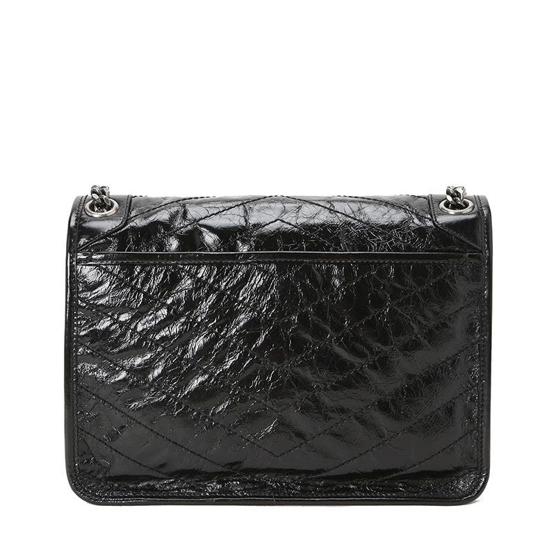 圣罗兰YSL NIKI 口盖包中号 字母LOGO褶皱皮633158银链 女士斜挎单肩包图片