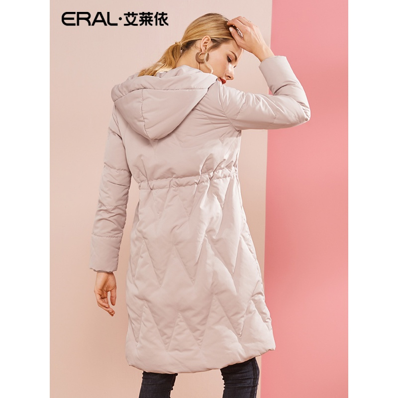 ERAL/艾莱依O2O羽绒服女中长款2018冬新款韩版收腰外套