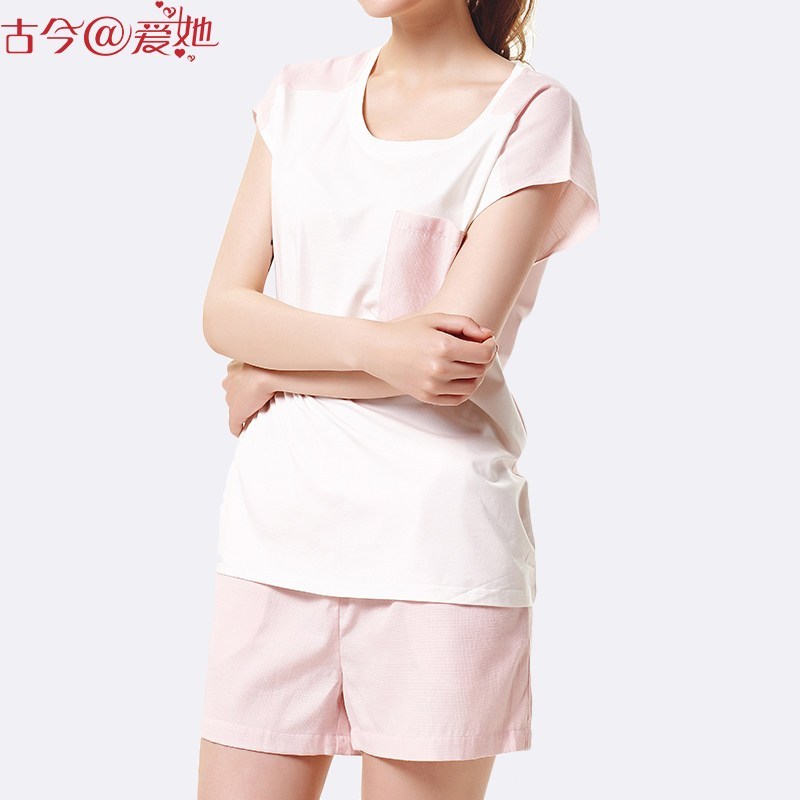 古今爱她 家居服女士春夏薄款透气短袖短裤睡衣套装女3HT221