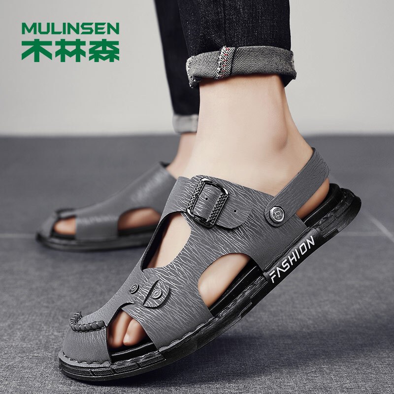 木林森(MULINSEN)凉鞋男包头室外两用开车凉拖鞋潮流软底休闲沙滩鞋