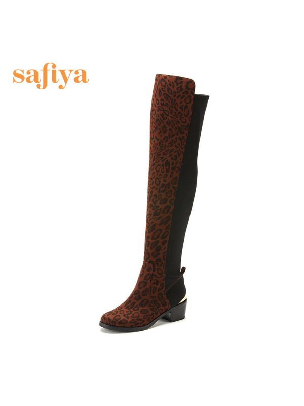 索菲娅SafiyaPU/布圆头低跟套脚印花深口女鞋SF44110036