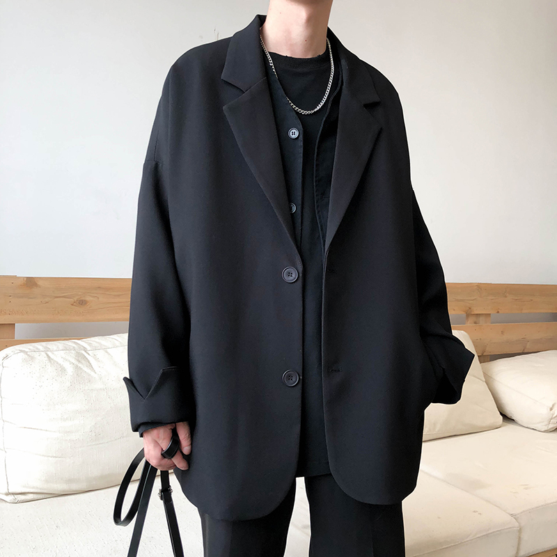 【HY&CO】休闲西装外套中性宽松韩版潮流帅男炸街雅痞小西服灰