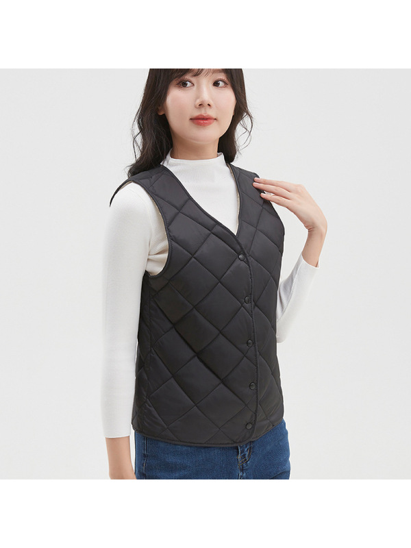 新款女士羽绒棉马甲加绒保暖背心中老年内穿羊糕绒马夹穿坎肩