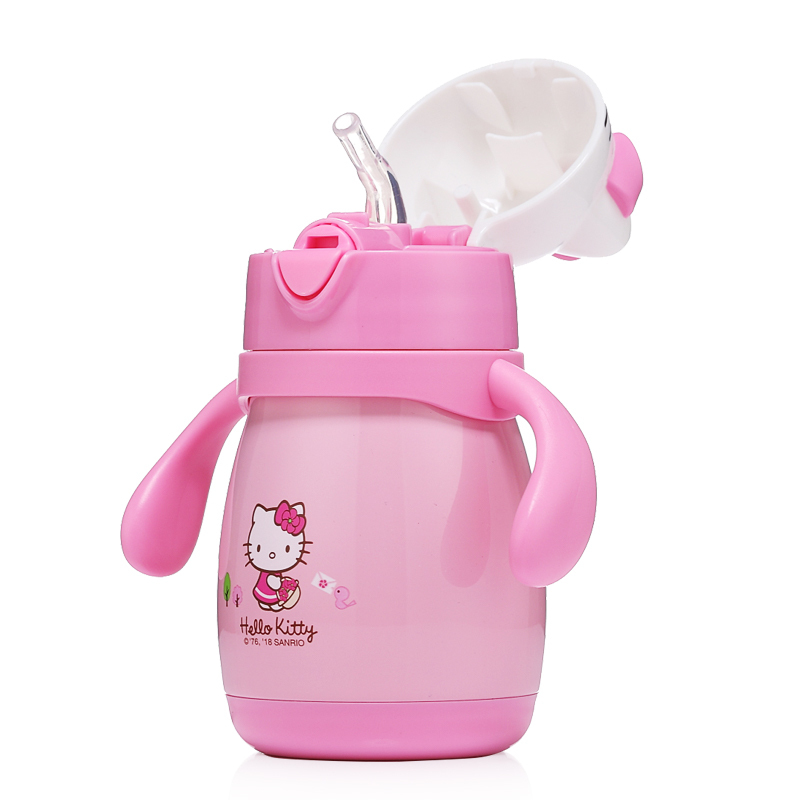 Hello Kitty （凯蒂猫）儿童3D造型双手柄弹盖吸管保温杯260ml