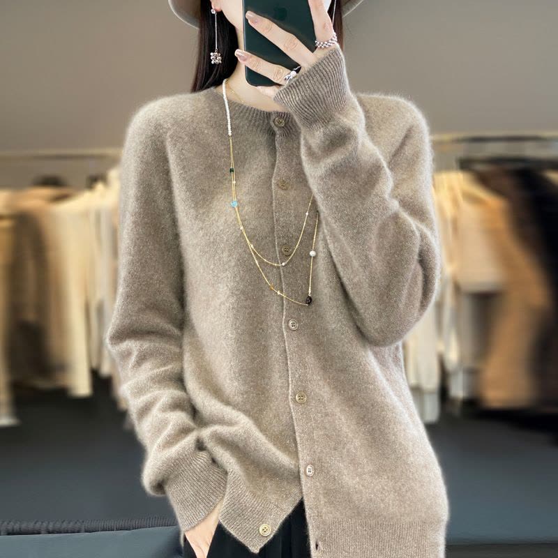 春秋新款羊毛衫女一线成衣毛衣开衫纯色金银丝休闲针织衫外套图片