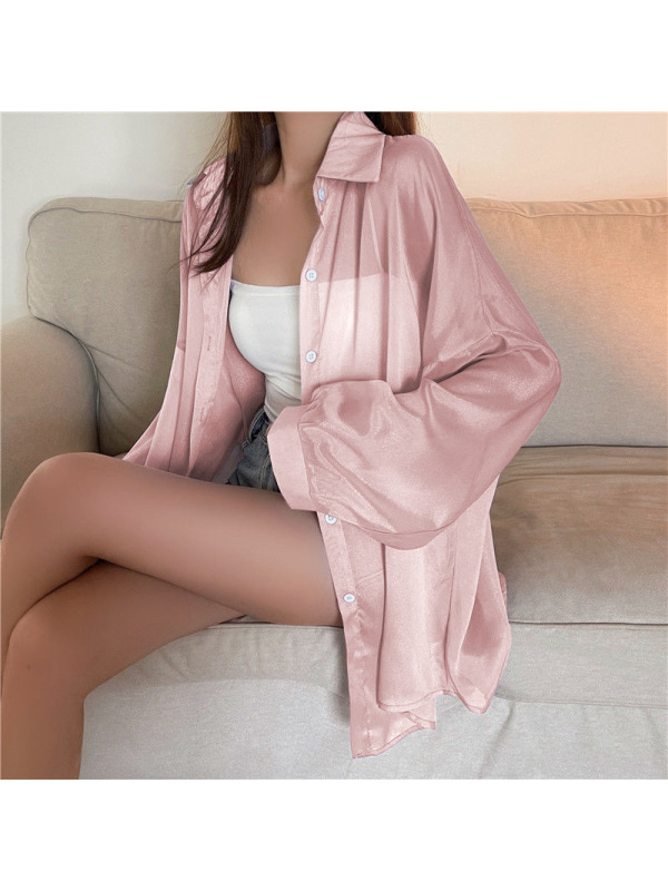 防晒上衣女夏季新款外搭开衫宽松薄款外套女士衬衫设计感纯色衬衣