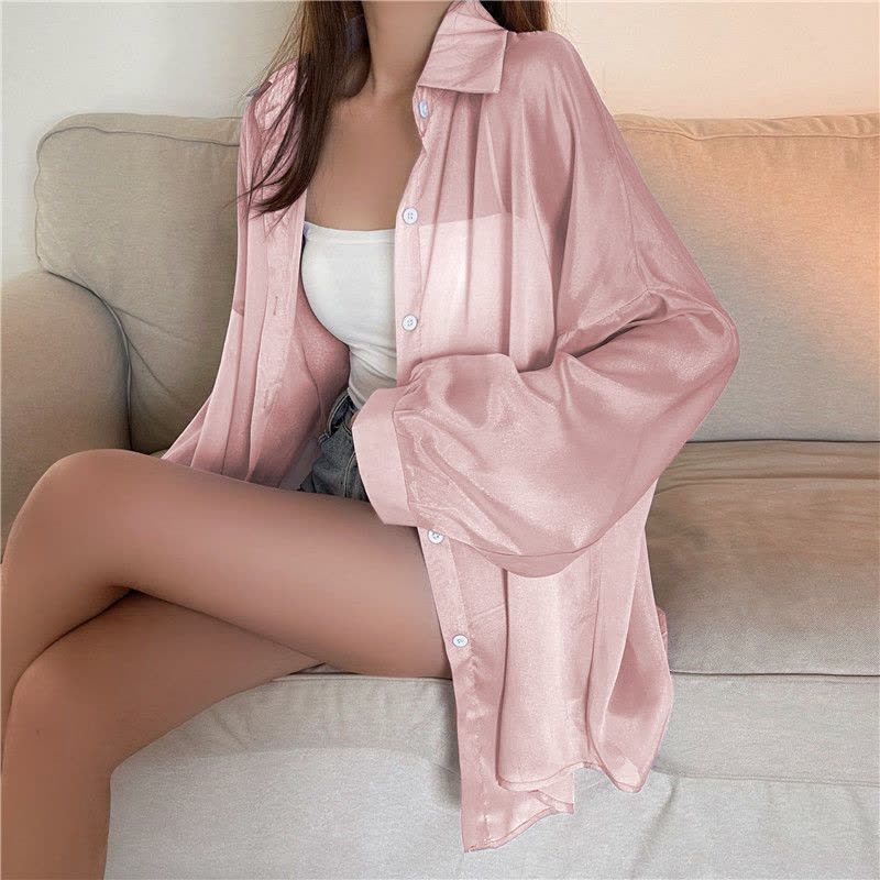 防晒上衣女夏季新款外搭开衫宽松薄款外套女士衬衫设计感纯色衬衣图片