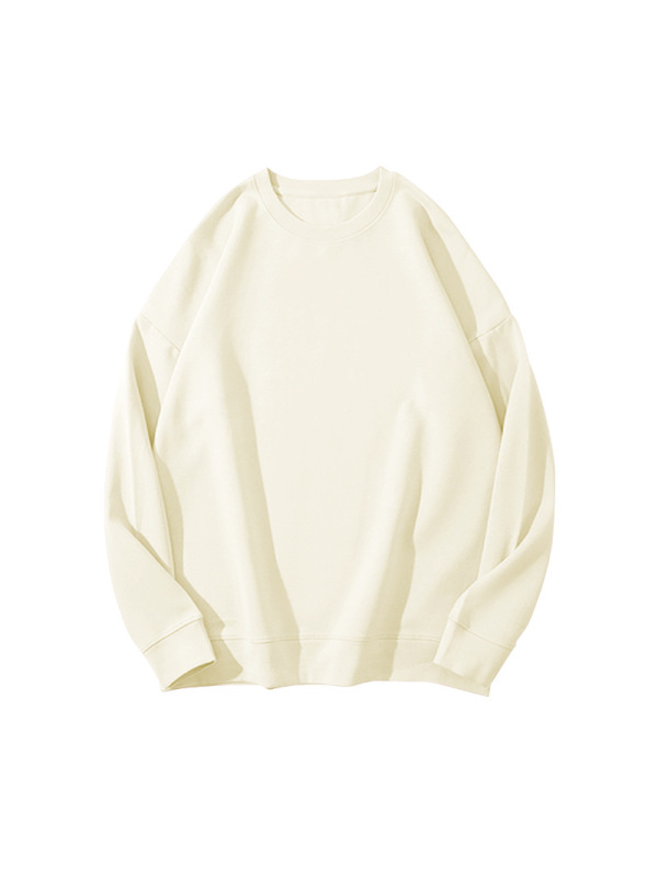 纯色加绒卫衣女秋冬韩版宽松休闲上衣T恤女学生情侣装外套打底衫 07奶杏 XXL