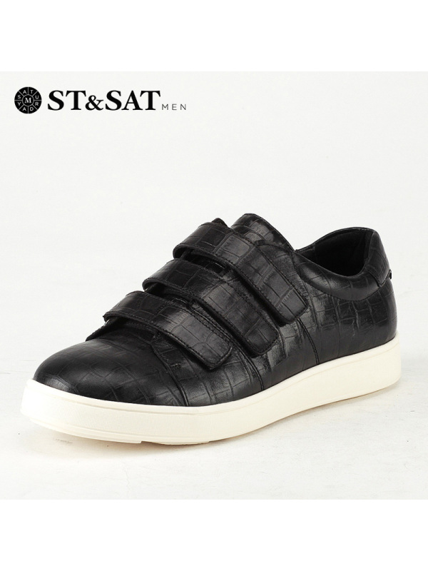 星期六(ST&SAT)男鞋石头纹牛皮革圆头平底休闲皮鞋SS53128764