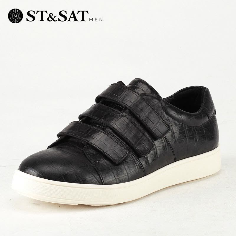 星期六(ST&SAT)男鞋石头纹牛皮革圆头平底休闲皮鞋SS53128764图片