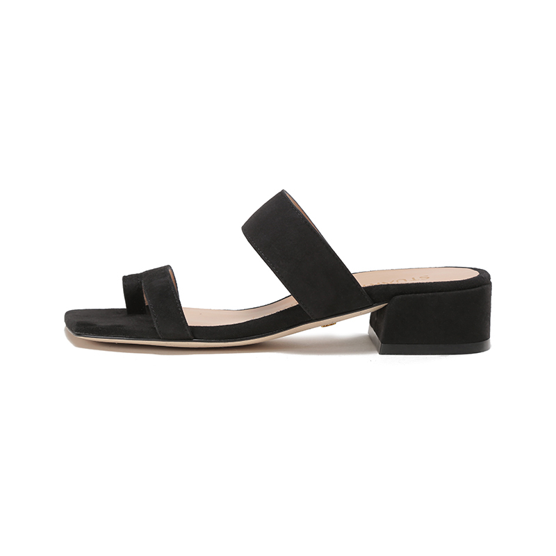 斯图尔特韦茨曼女士绒面革斜方头粗跟鞋凉鞋拖鞋maisie35sandal