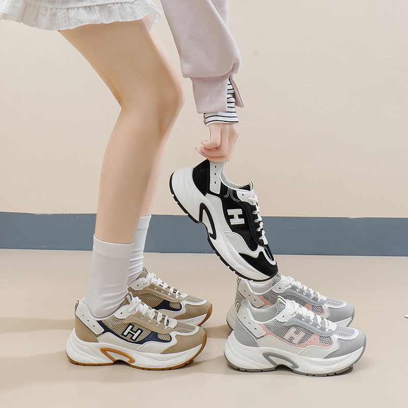 ins韩版新款老爹鞋女2025春季学生跑步运动厚底增高休闲鞋女